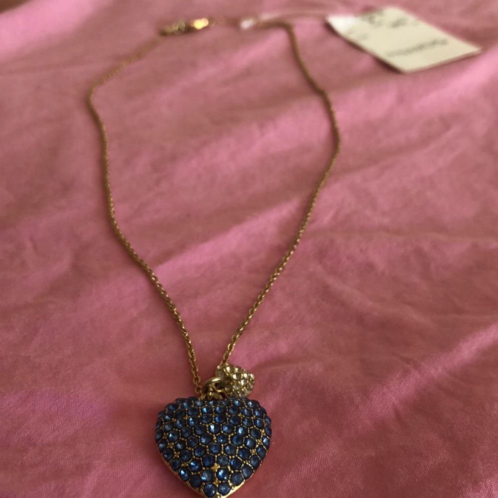 i.crew gold/blue heart necklace (brand new)